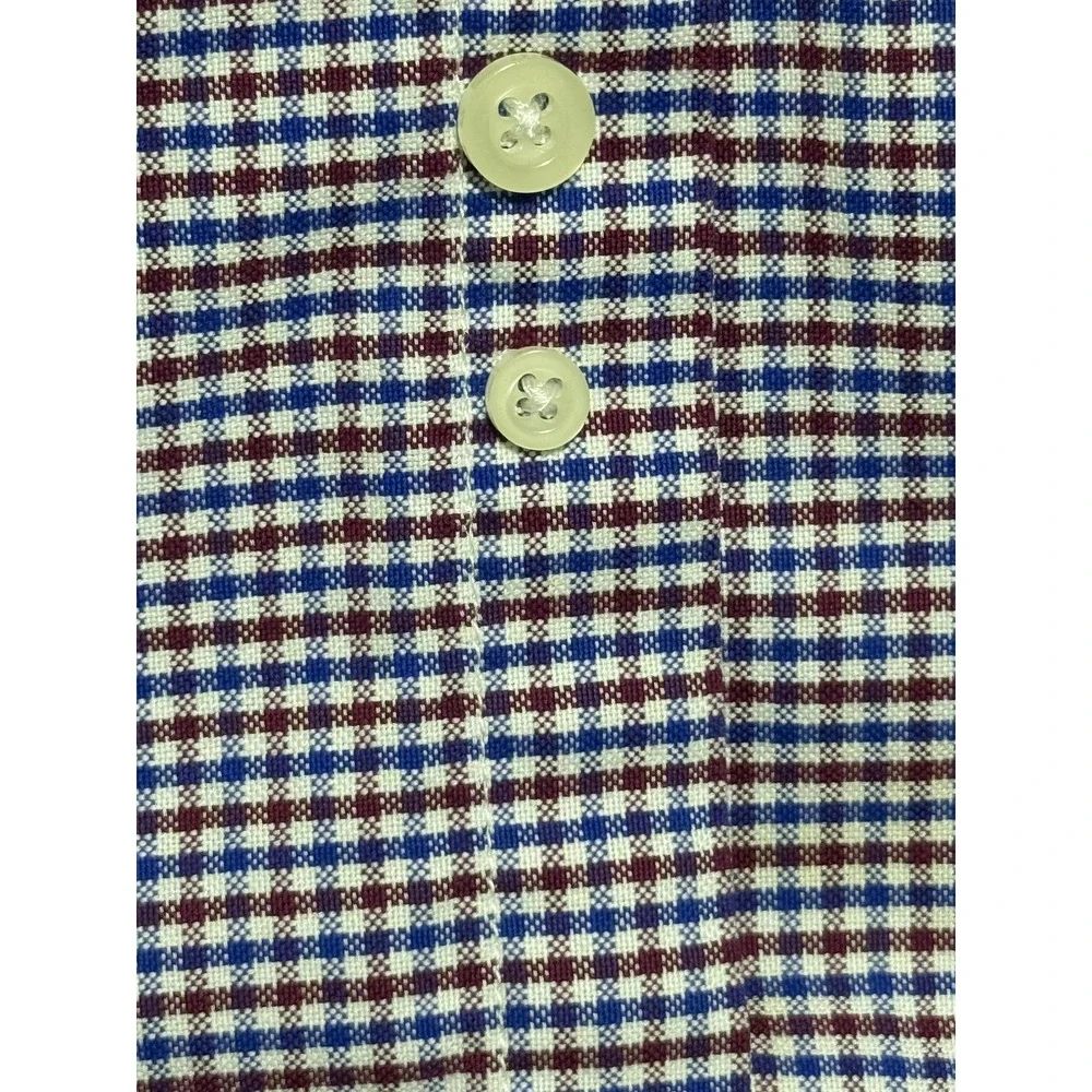 Chaps Shirt Mens 16-16.5 32/33 Blue Red Check Classic Fit Oxford Wrinkle Free‎